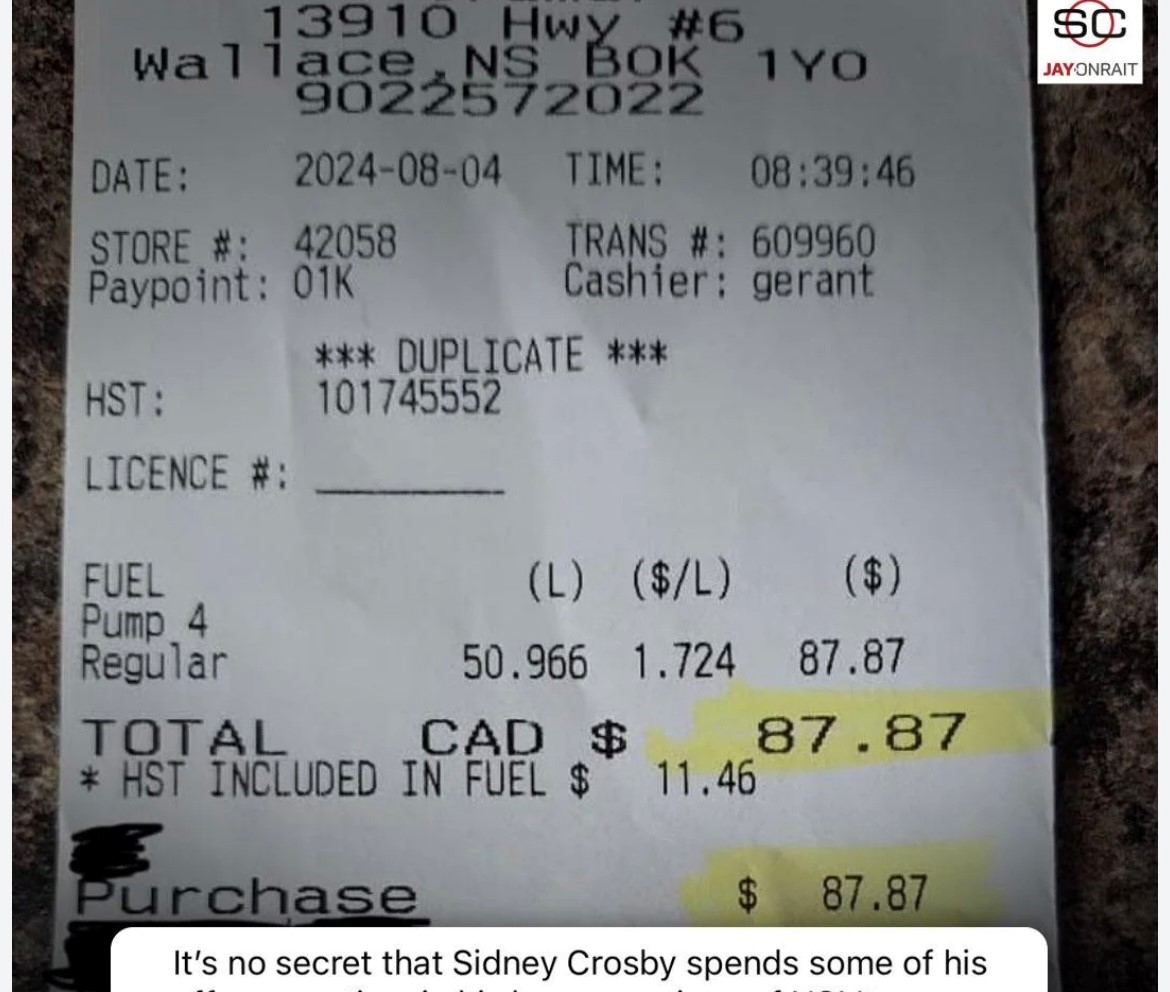 Who's gas receipt is this?  He was in Wallace NS just a few days ago.  Cool story, have a listen