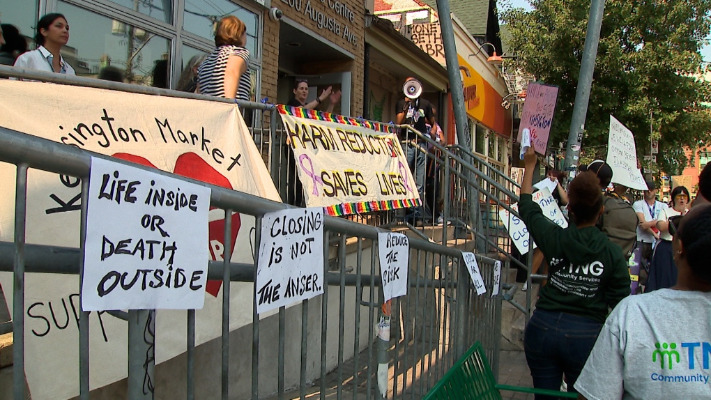 Torontonians rally today at Queen’s Park to protest the Ford government moving to close some safe injection sites across the province