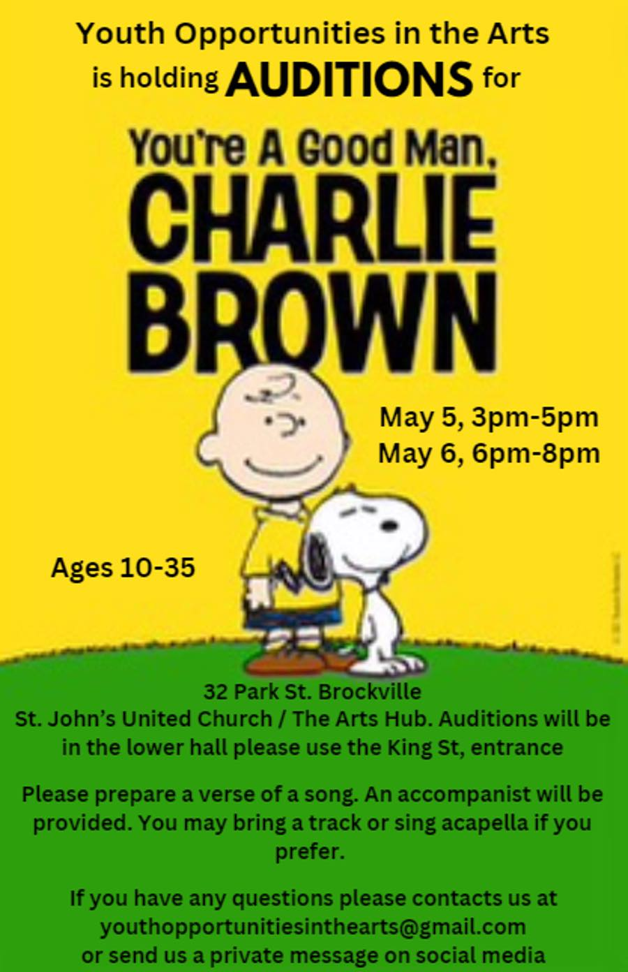 Chris Coyea has details on auditions for "You're A Good Man Charlie Brown"