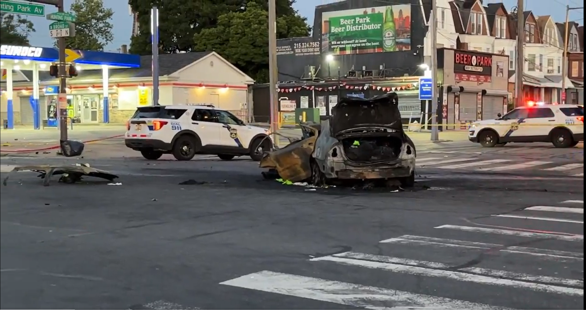 Violent, fiery crash on North Broad Street leaves two people dead