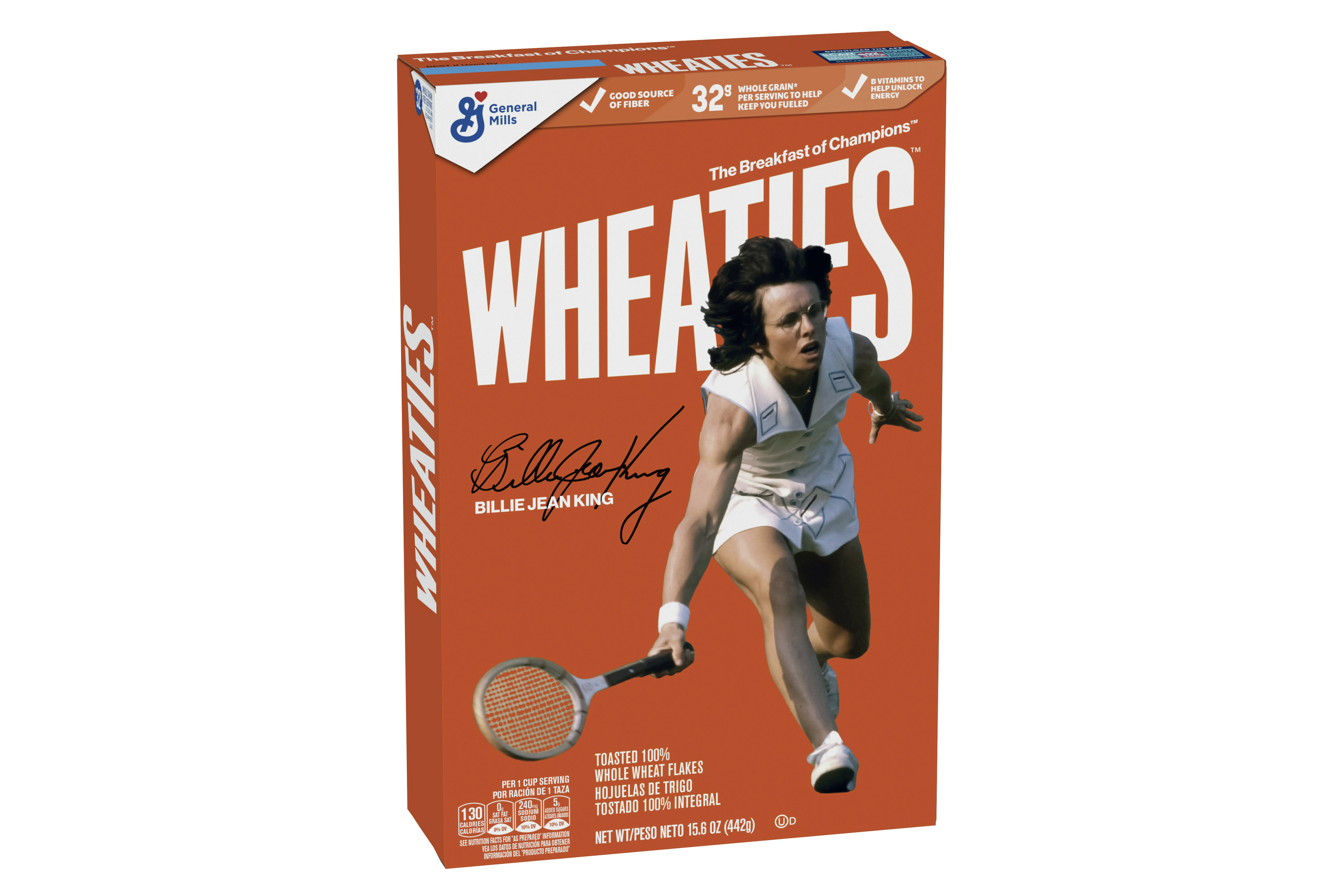 Billie Jean King getting the Breakfast of Champions treatment with Wheaties box cover
