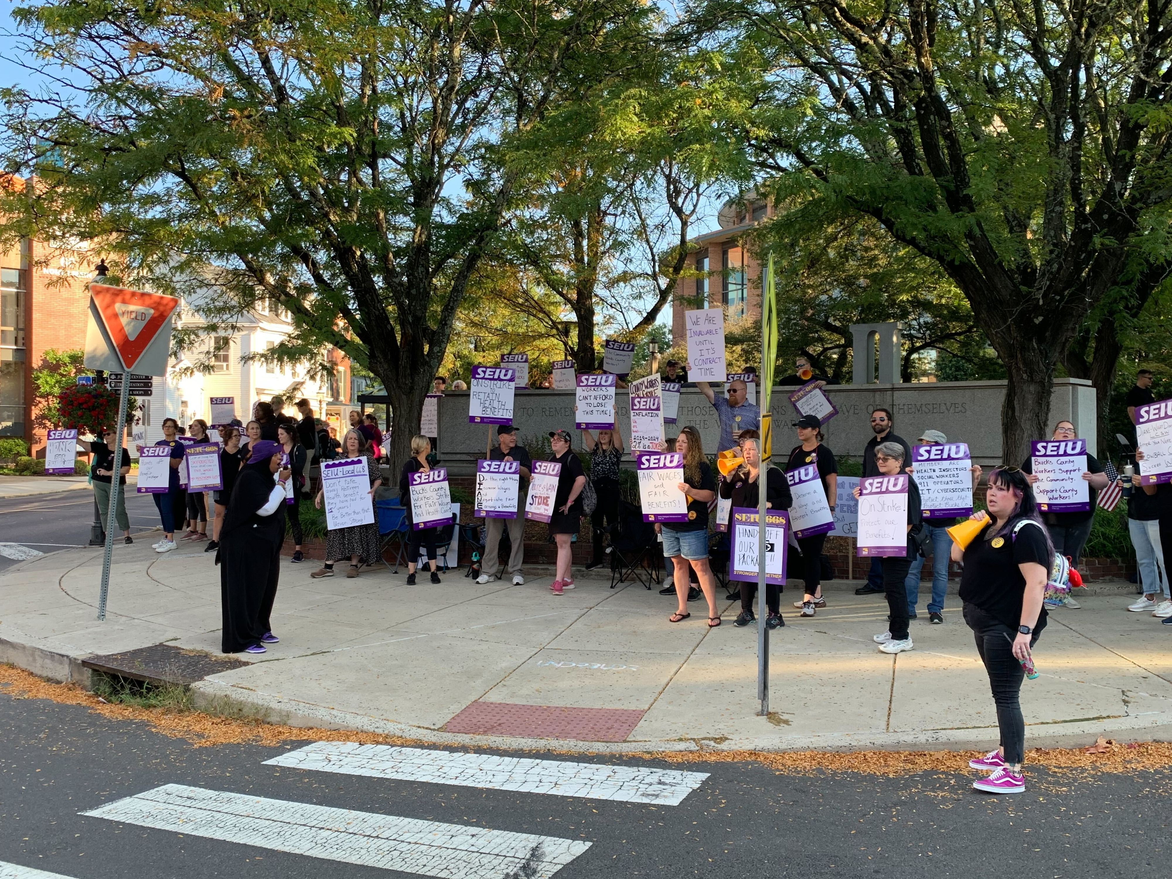 Hundreds of Bucks County social service workers go on 1-day strike following nearly a year of contract negotiations