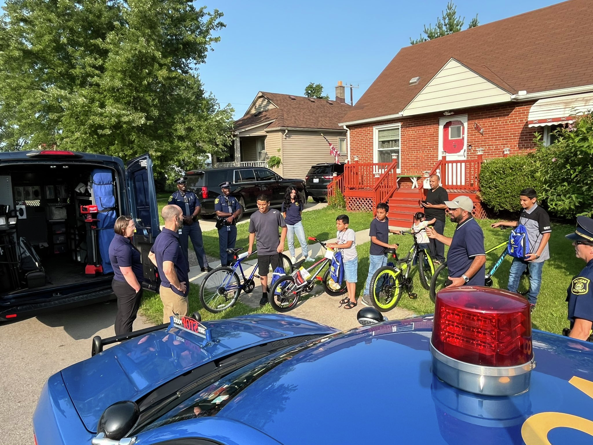 State Police honor fallen Melvindale officer's memory by giving new bikes to children