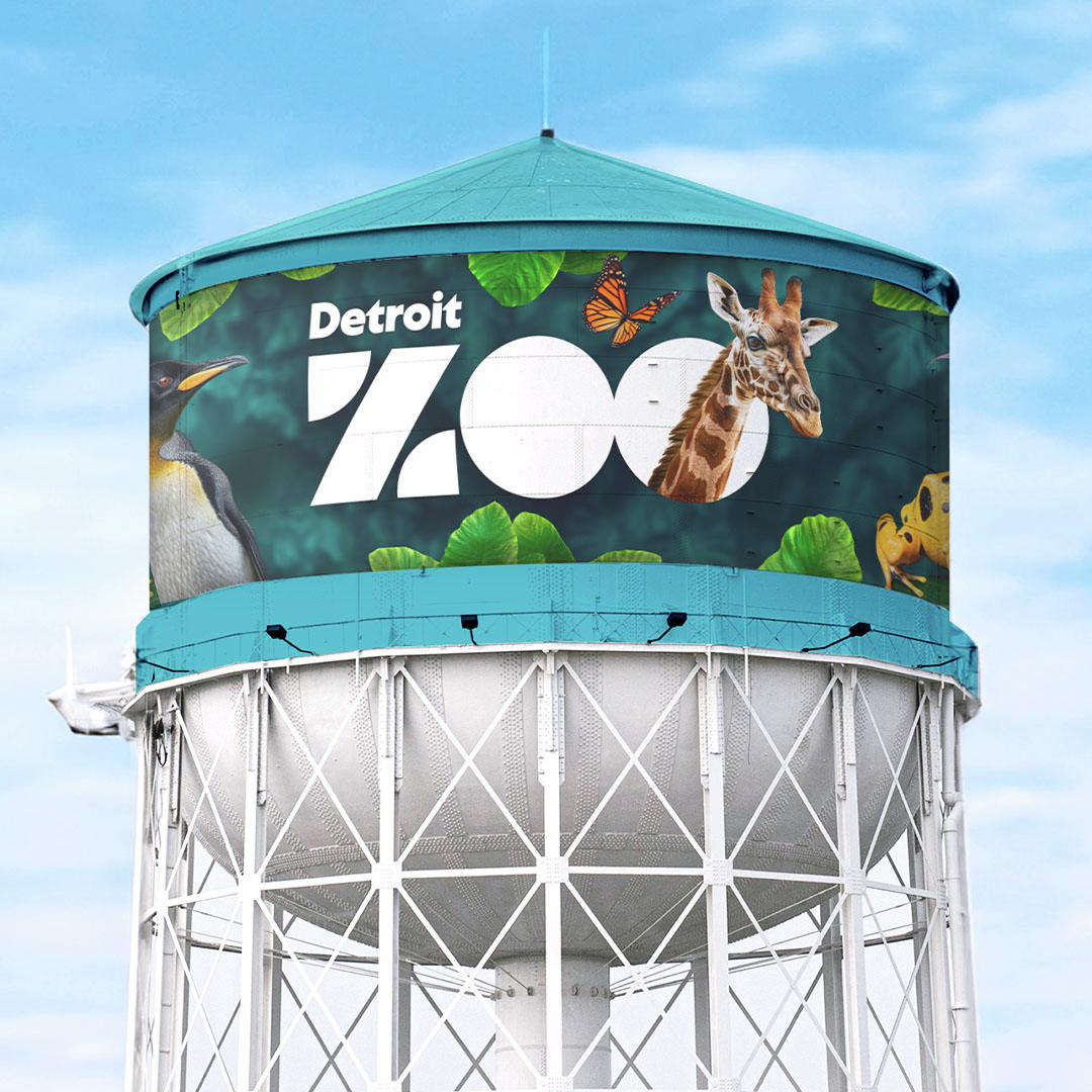 Detroit Zoo has just unveiled its new logo, along with a colorful new water tower design