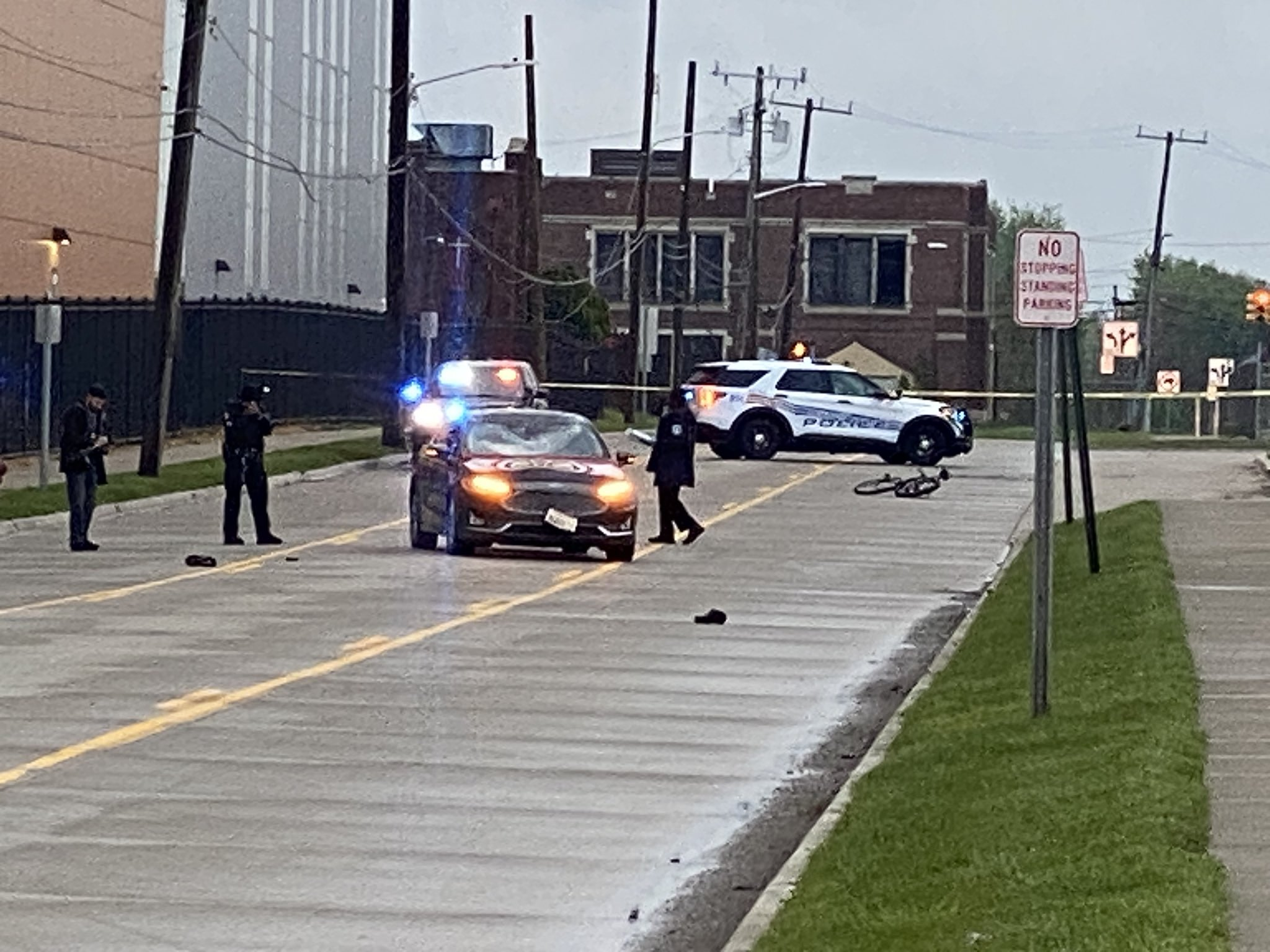 Police respond to serious crash involving car and bicycle in Detroit