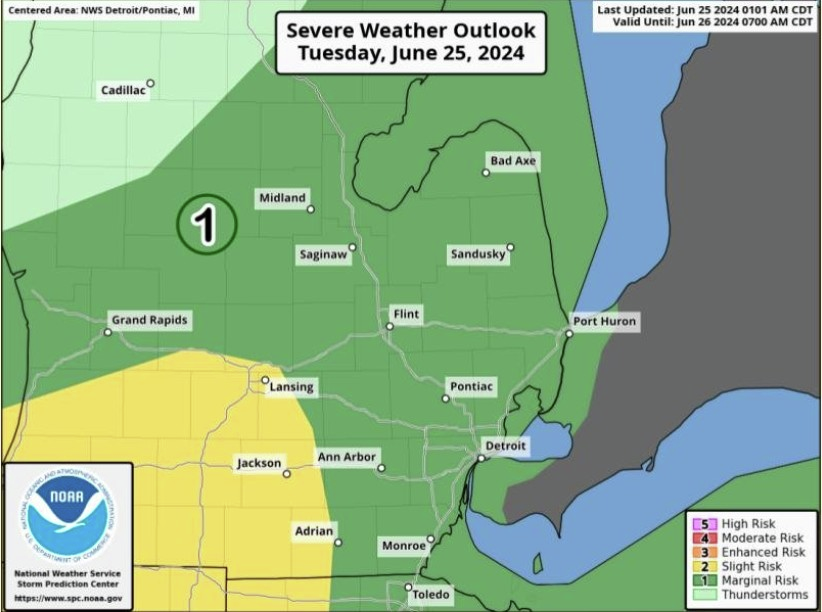 Thunderstorms moving into Metro Detroit Tuesday are packing a punch, with wind gusts up to 40mph
