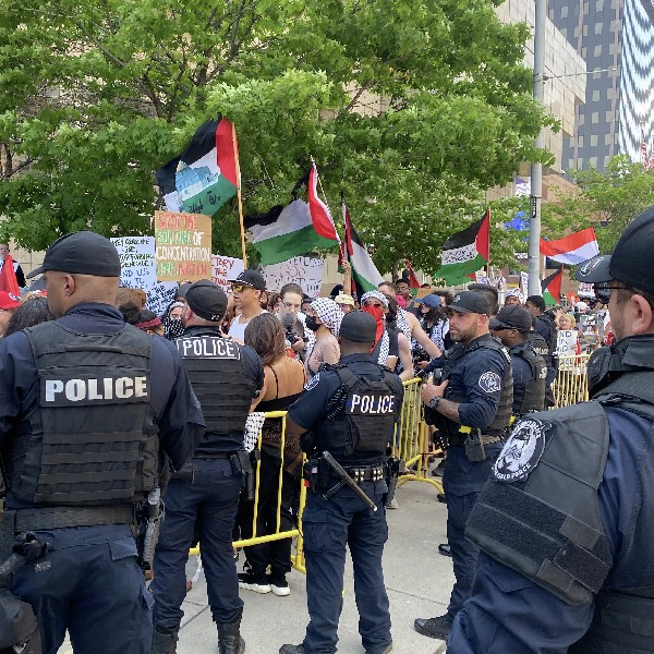 'This has to stop now': Pro-Palestine protesters gather outside Huntington Place as Biden visits Detroit