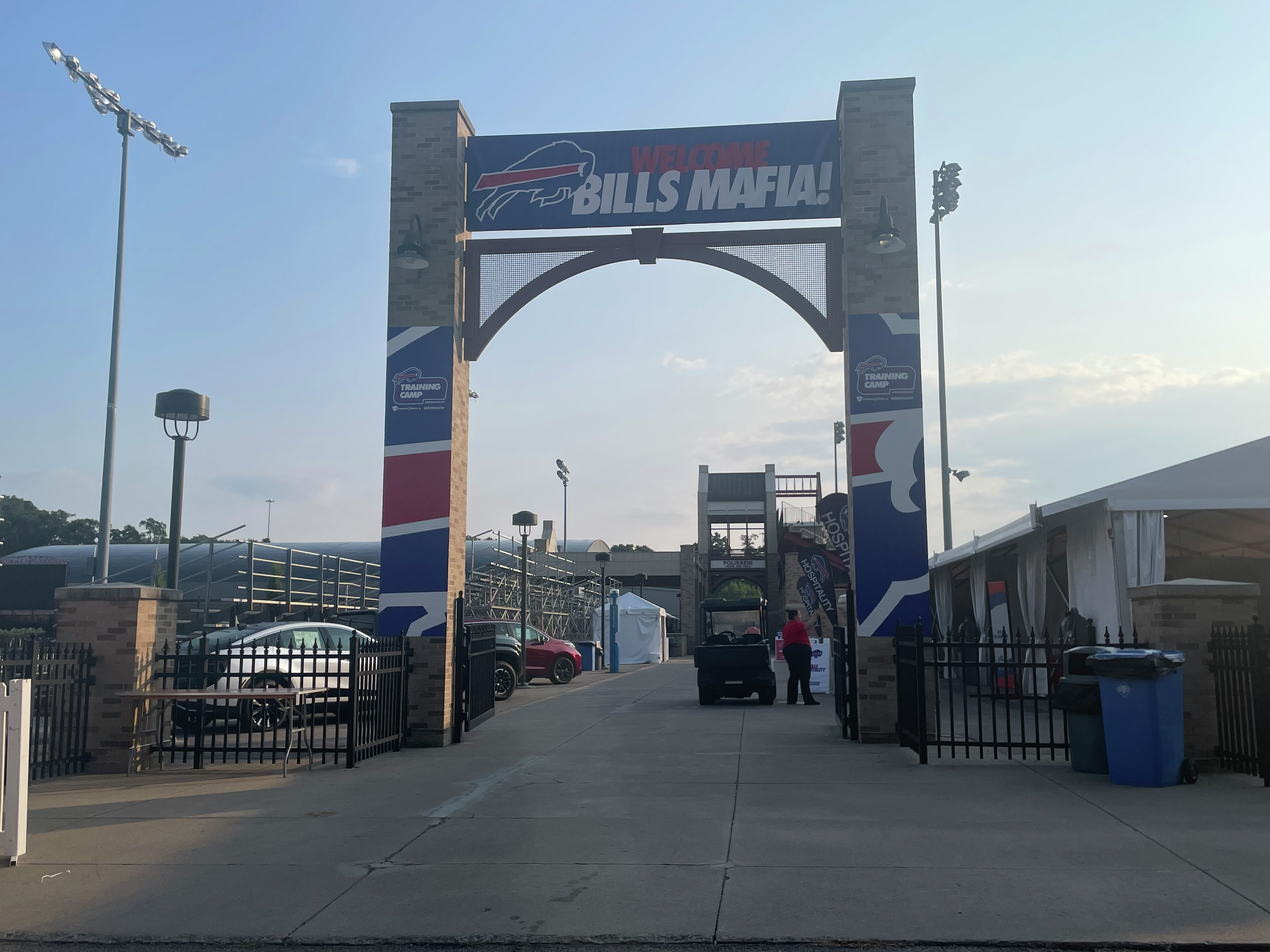 Bills fans Jen and Mike Wolford from North Chili taking in Day 1 of Bills training camp at St. John Fisher University in Pittsford