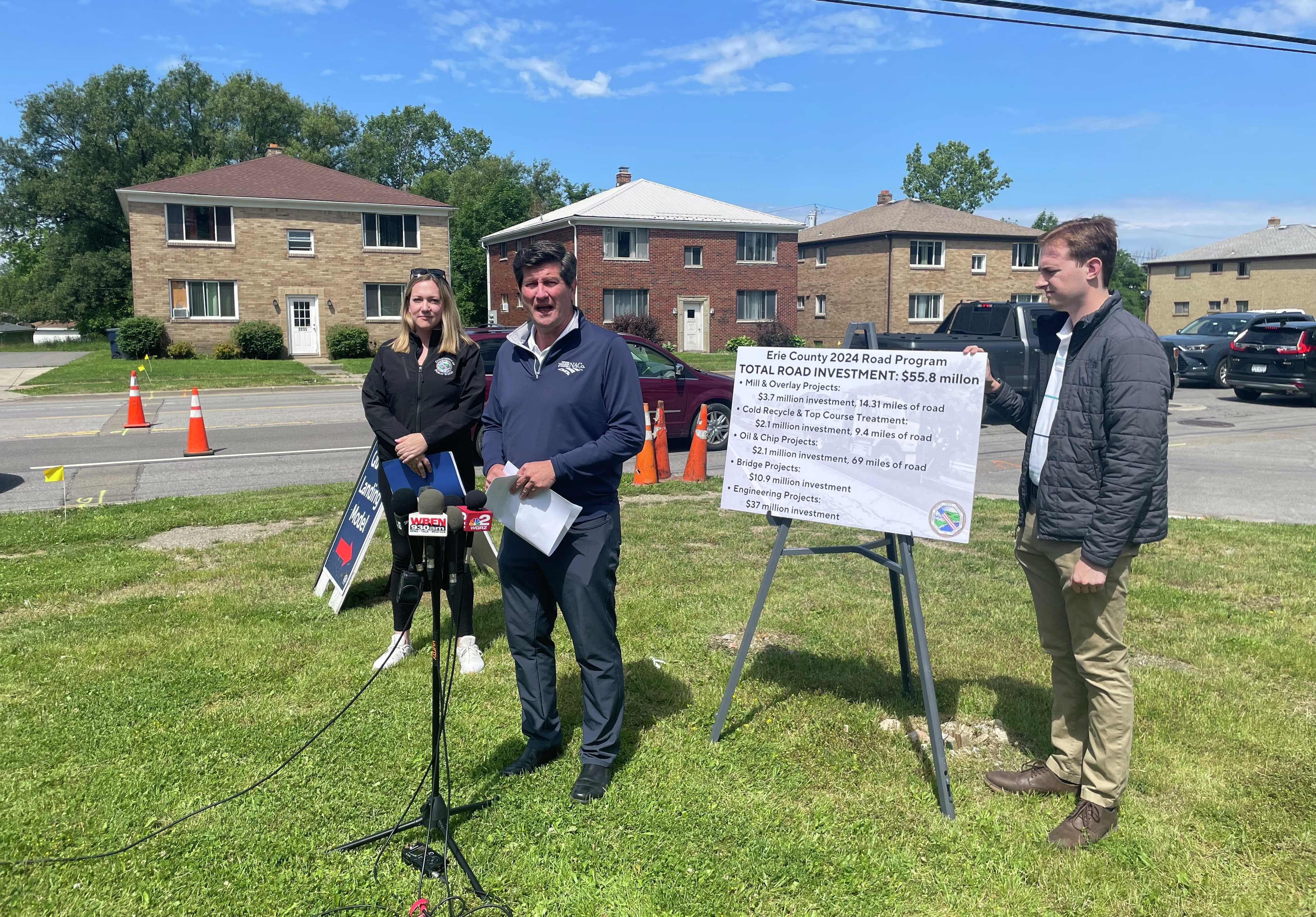 Erie County Executive Mark Poloncarz in Lackawanna highlight the county’s 2024 road and bridge construction program