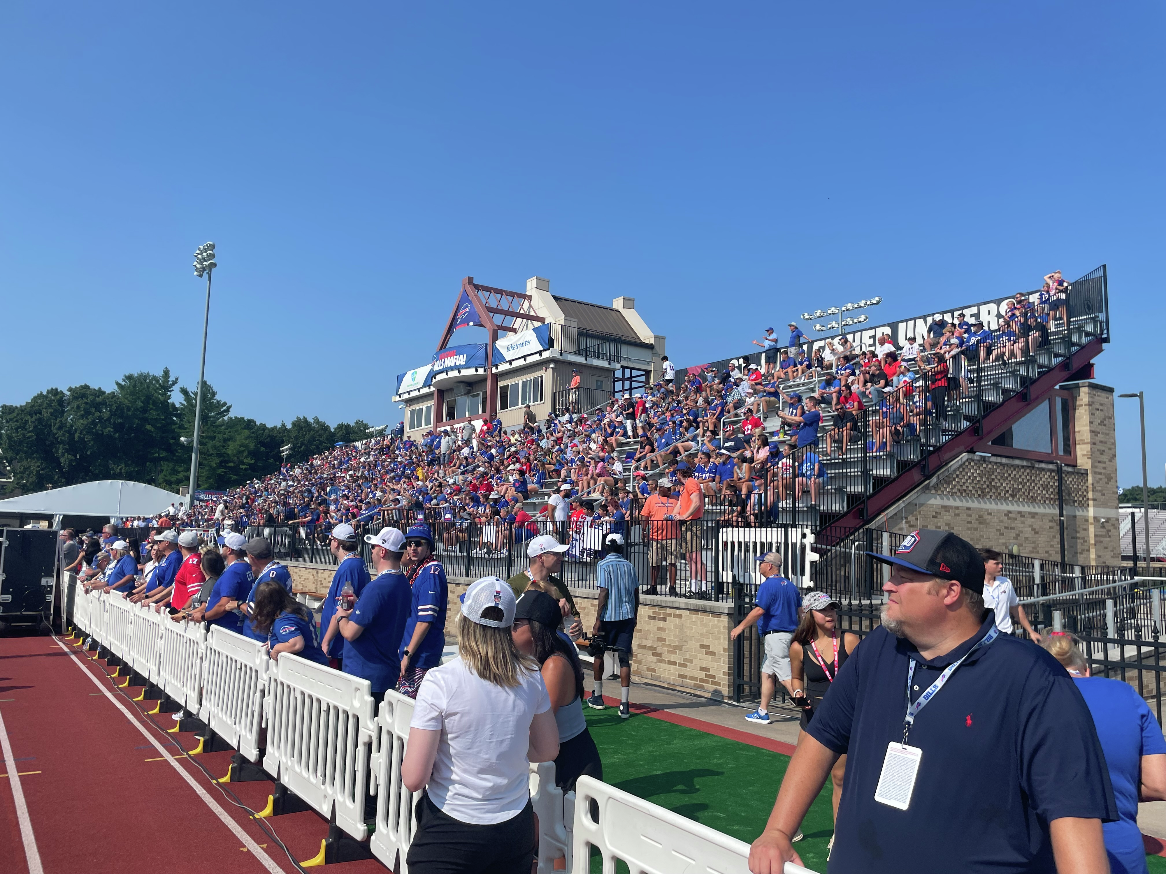 Bills fans Messiah and Malachi Royal from Louisiana taking in Day 1 of Bills training camp at St. John Fisher University in Pittsford