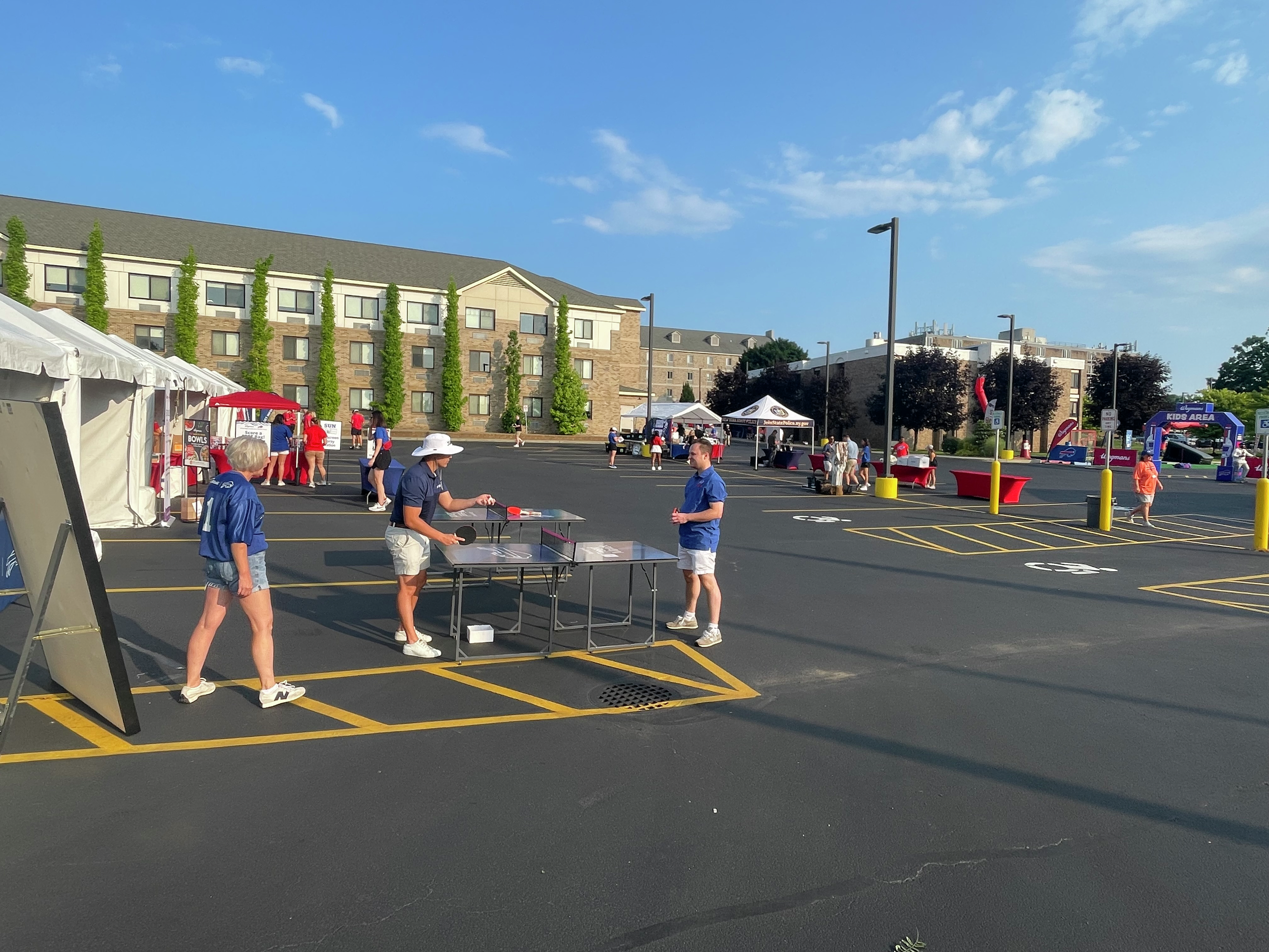 Bills fan Caitlin Holbrook from Washington, D.C. taking in Day 1 of Bills training camp at St. John Fisher University in Pittsford