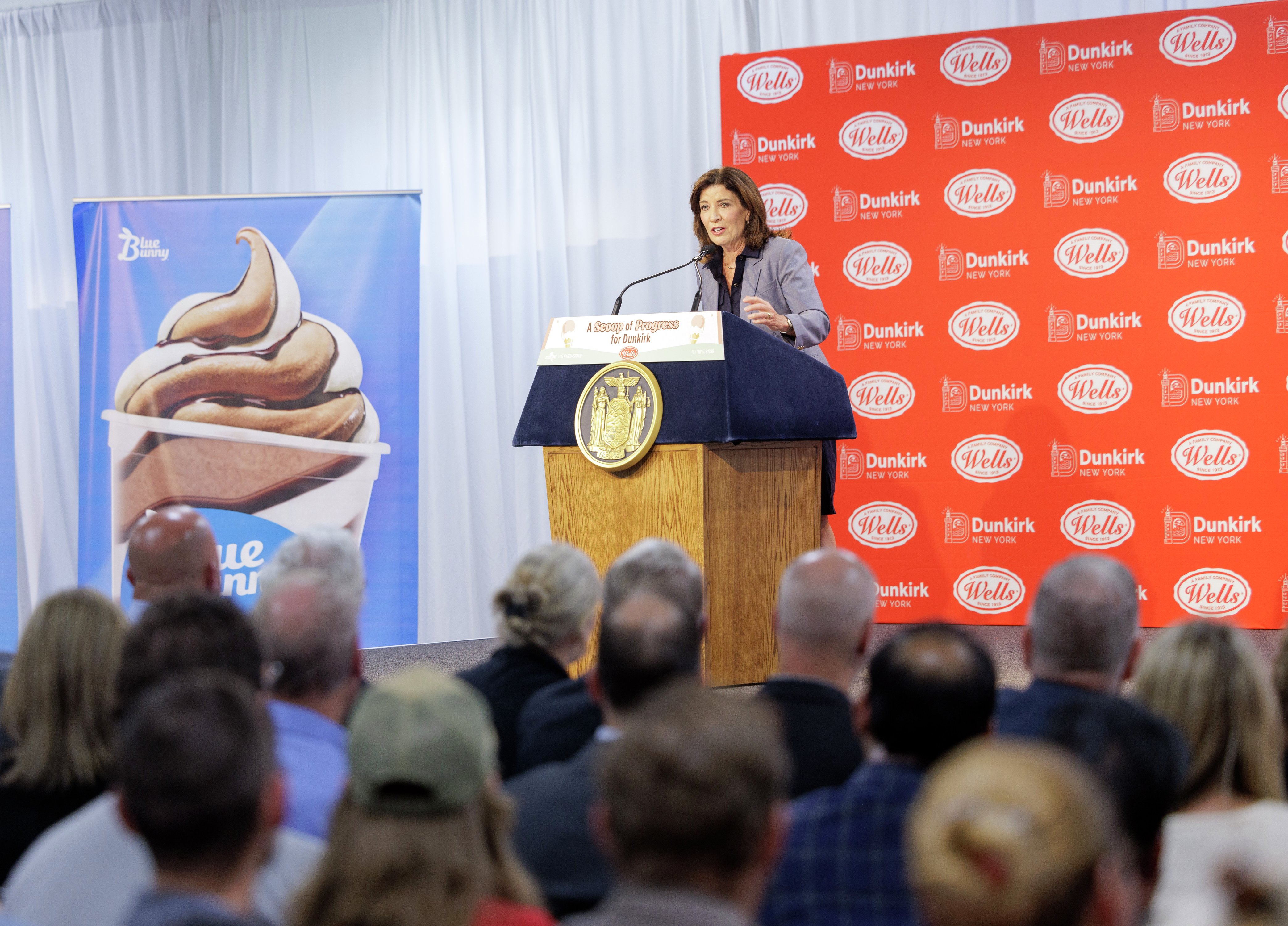 New York Gov. Kathy Hochul celebrates Wells Enterprises’ significantly expanded $425 million investment at its Dunkirk ice cream manufacturing facility