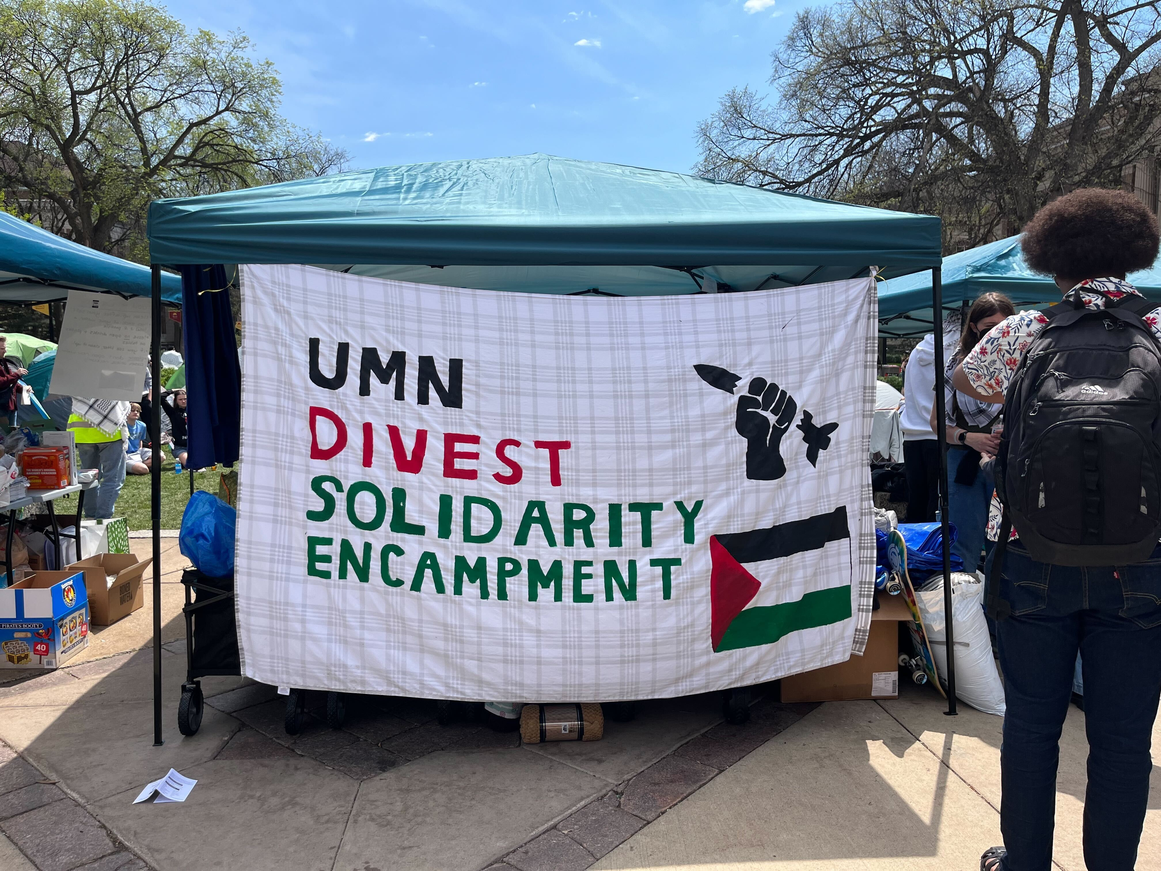 Students at University Of Minnesota continuing to protest at new encampment
