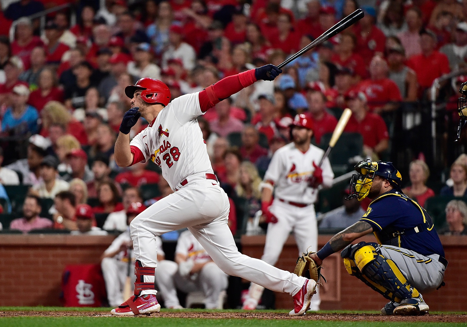 Nolan Arenado with Mike Claiborne after Cardinals clinch playoff spot