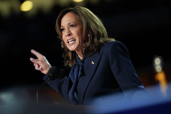 Kamala Harris takes to the stage on the final night at DNC