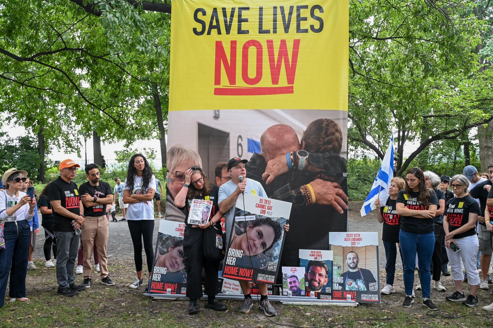 Hostage families gather in Central Park to mourn hostages who were found dead