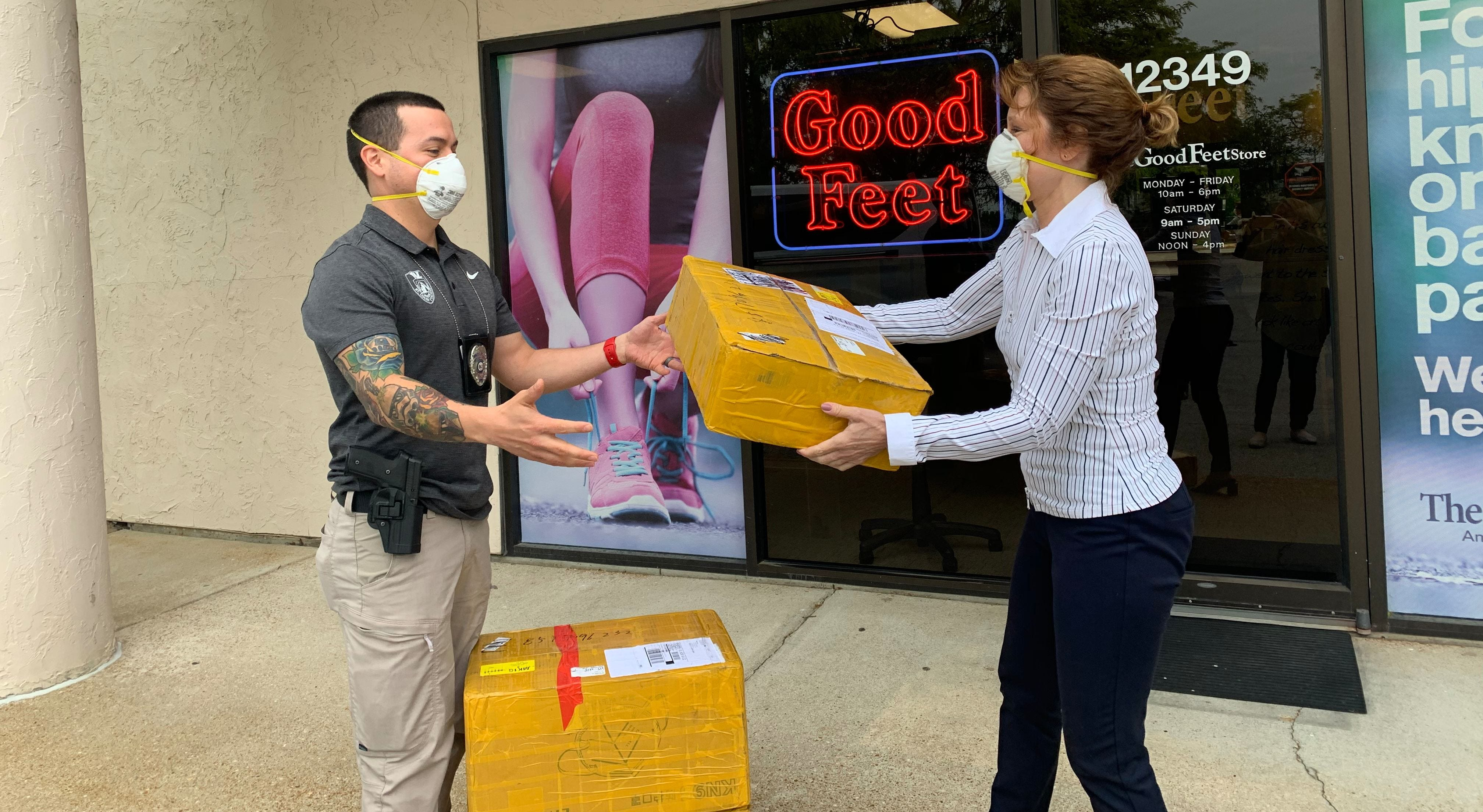 Arnold Pereira owner of The Good Feet Store on N95 masks donation to first responders