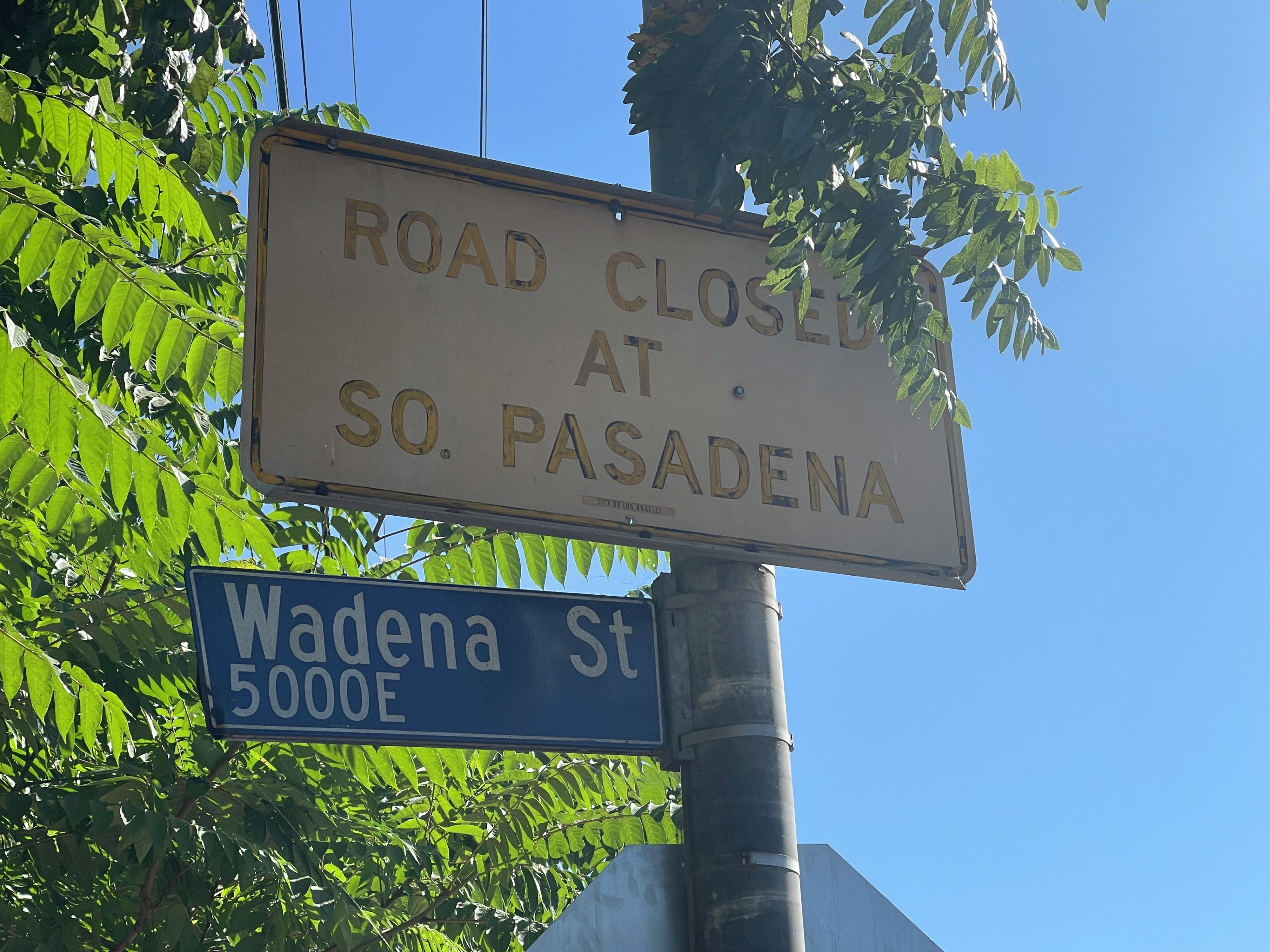 Historic road sign dividing El Sereno and South Pasadena removed