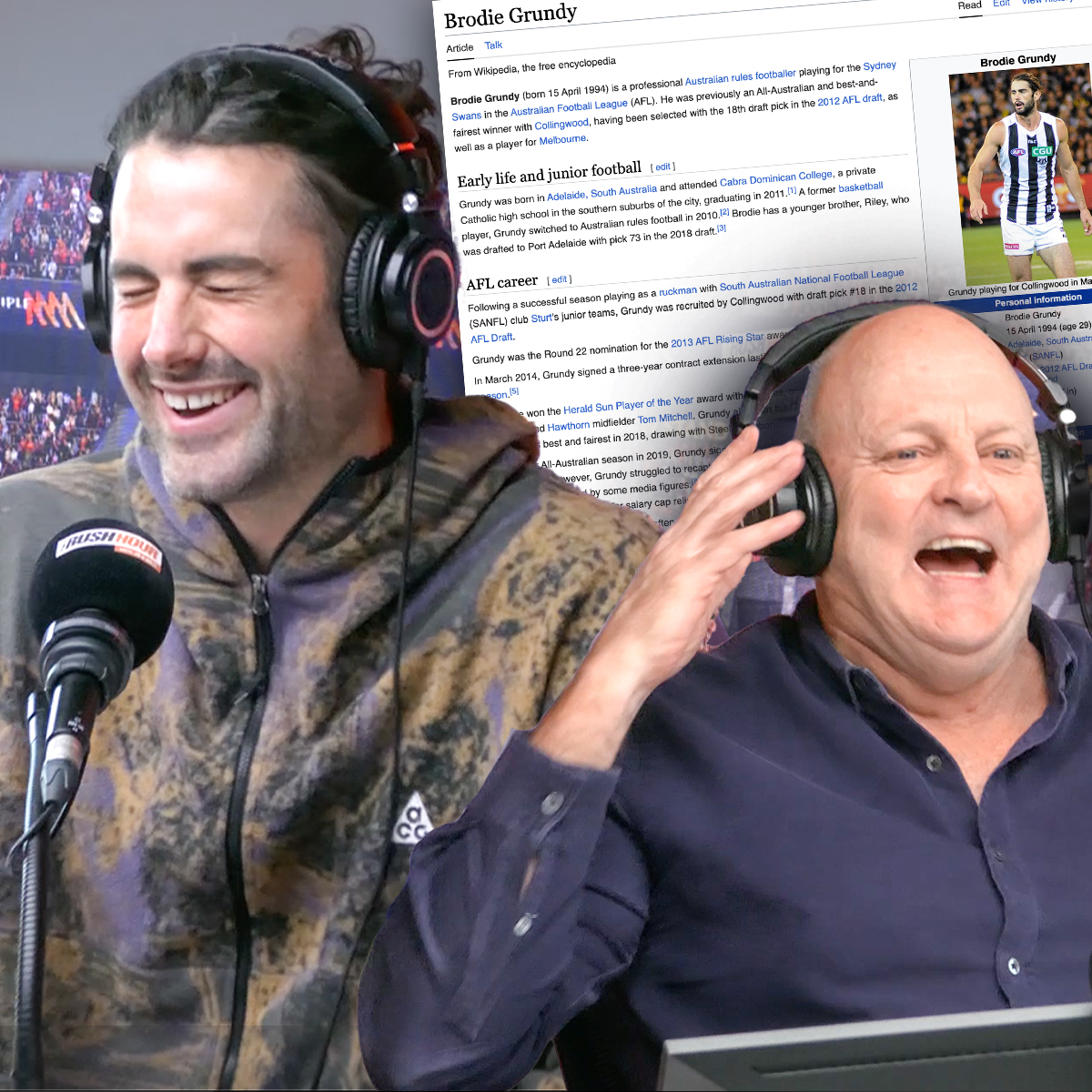 Billy Brownless grills Brodie Grundy about rumours on his Wikipedia page