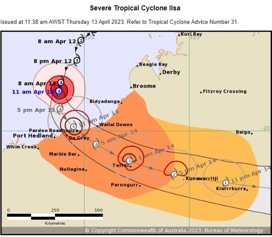 Cyclone Ilsa to intensify into a category 5 system before making landfall tonight