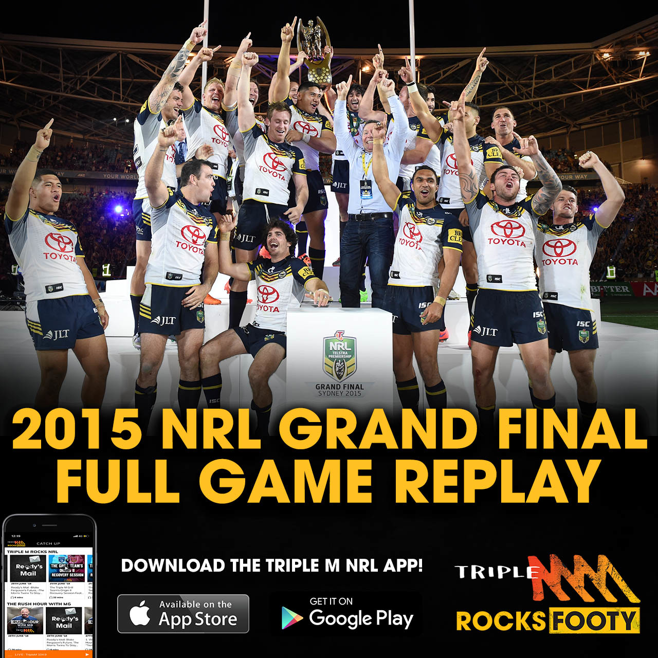 FULL GAME REPLAY 2015 NRL Grand Final - Cowboys v Broncos - Triple M Rocks  Footy NRL 