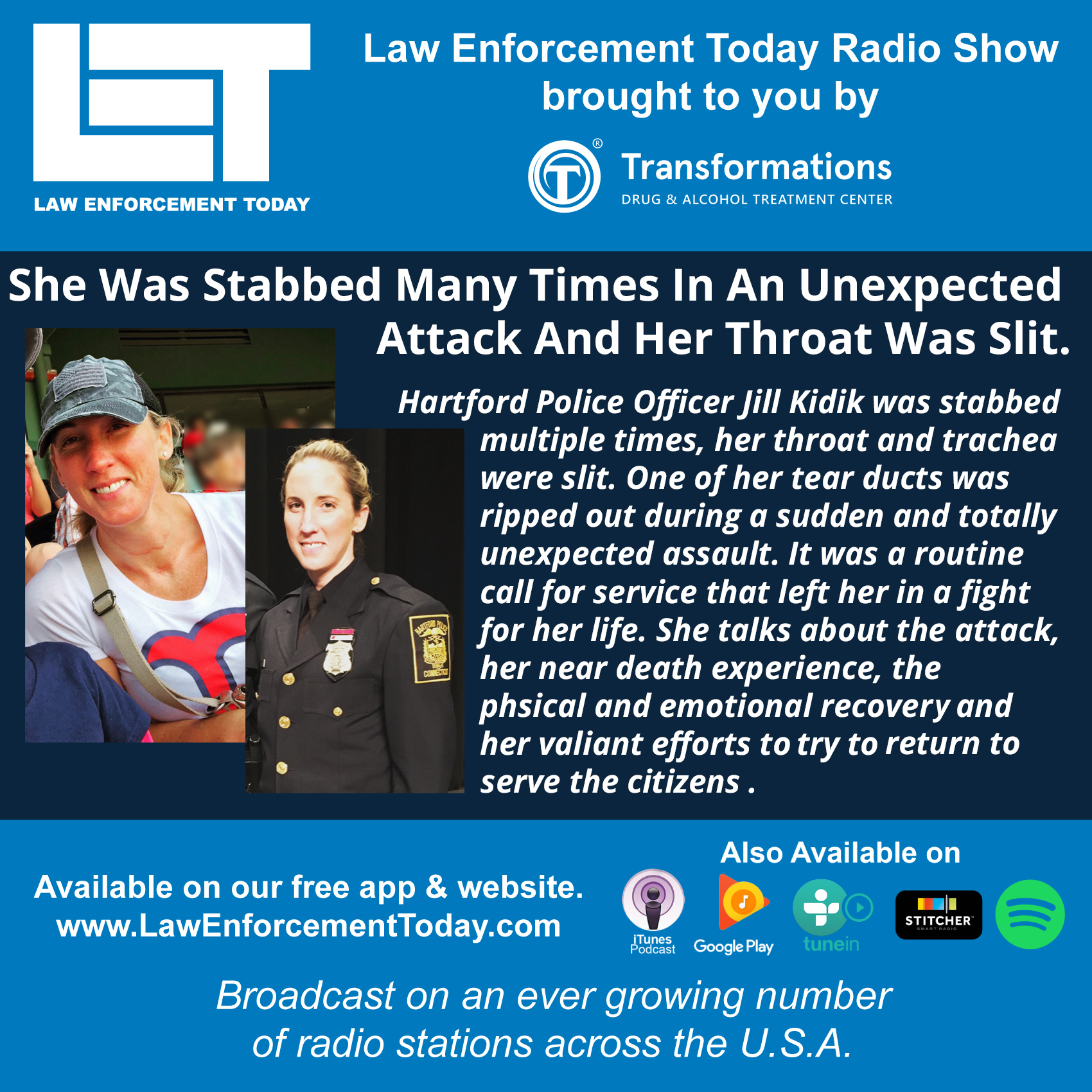 Police Officer Stabbed and Her Throat Was Slit, with 911 Audio. Retired Police Officer Tells Her Story