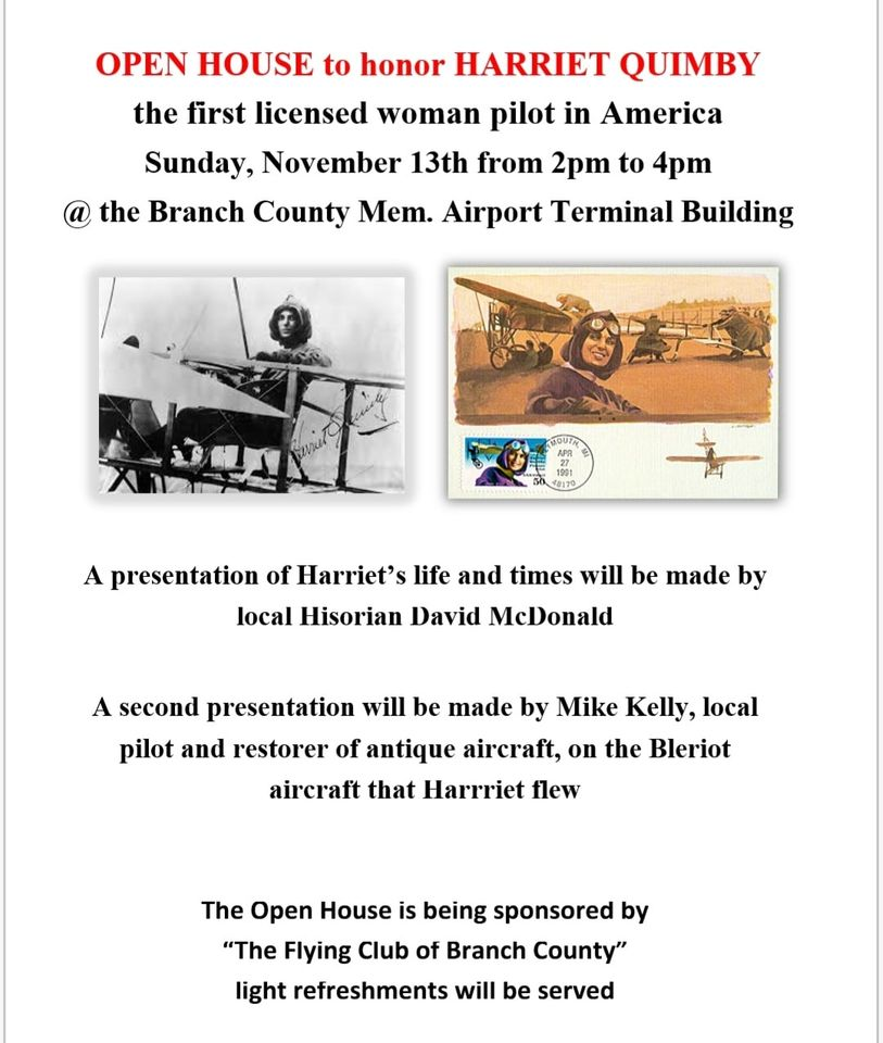 Dave McDonald-Harriet Quimby Presentation at Branch County Memorial Airport 11-9-22