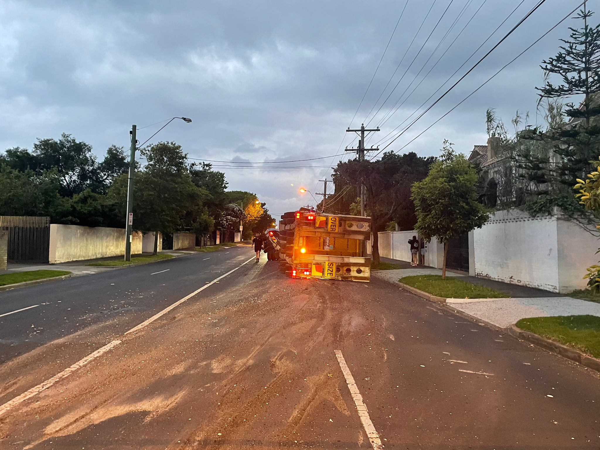 Truck rolls in a Brighton street