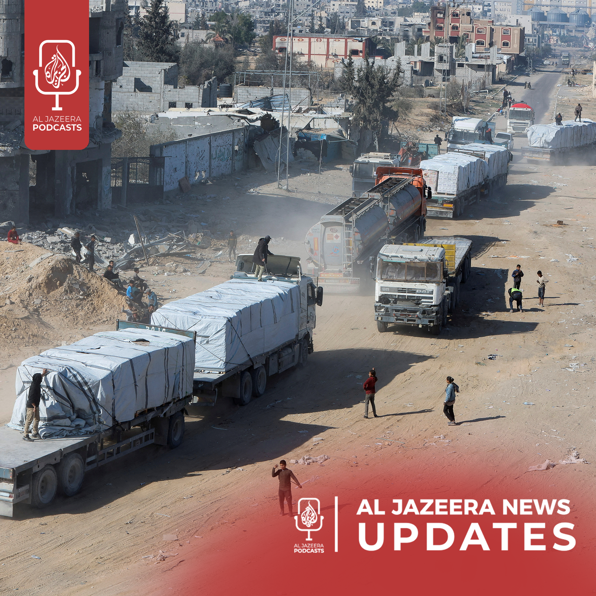 Raids and arrests in occupied West Bank, Aid flows into Gaza  - podcast episode cover