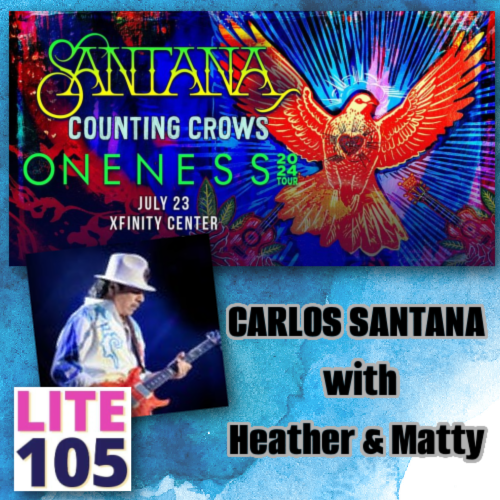 Lite 105's Heather & Matty with Carlos Santana