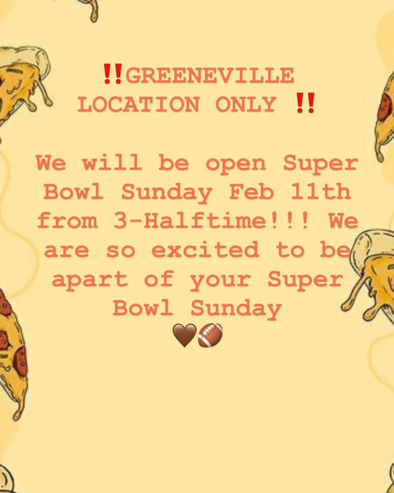 ROCKY'S PIZZA GREENEVILLE ONLY BIG GAME SPECIAL SUNDAY