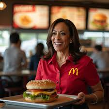 Show us a picture of Kamala in a McDonalds hat - 10-21-24