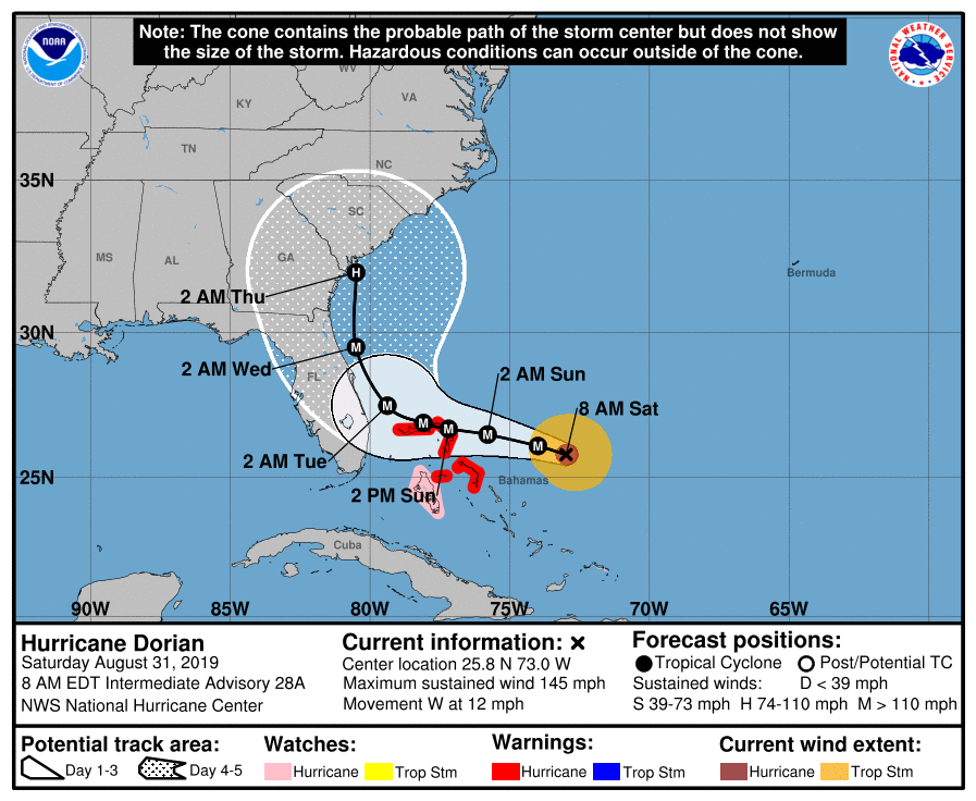 SATURDAY UPDATE HURRICANE DORIAN