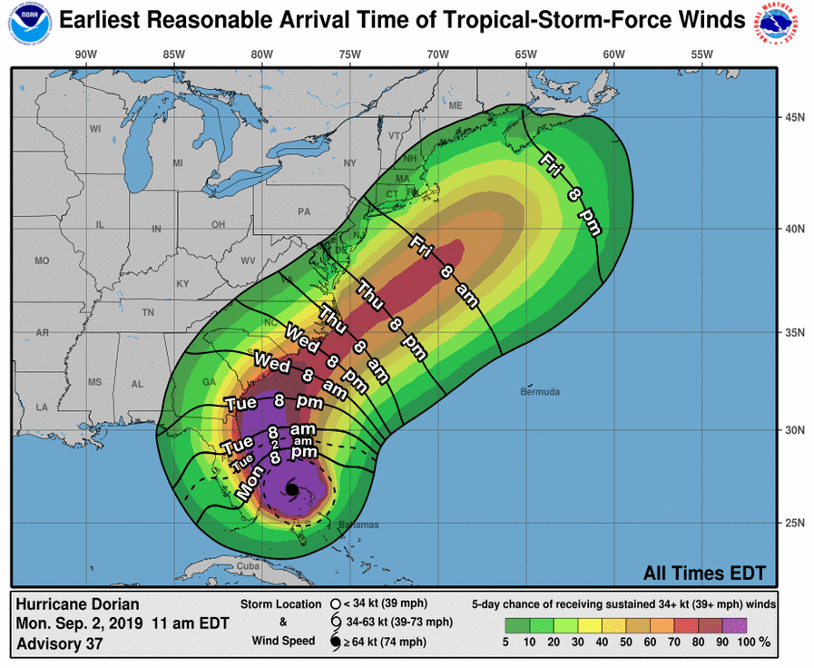 MONDAY AFTERNOON UPDATE - HURRICANE DORIAN