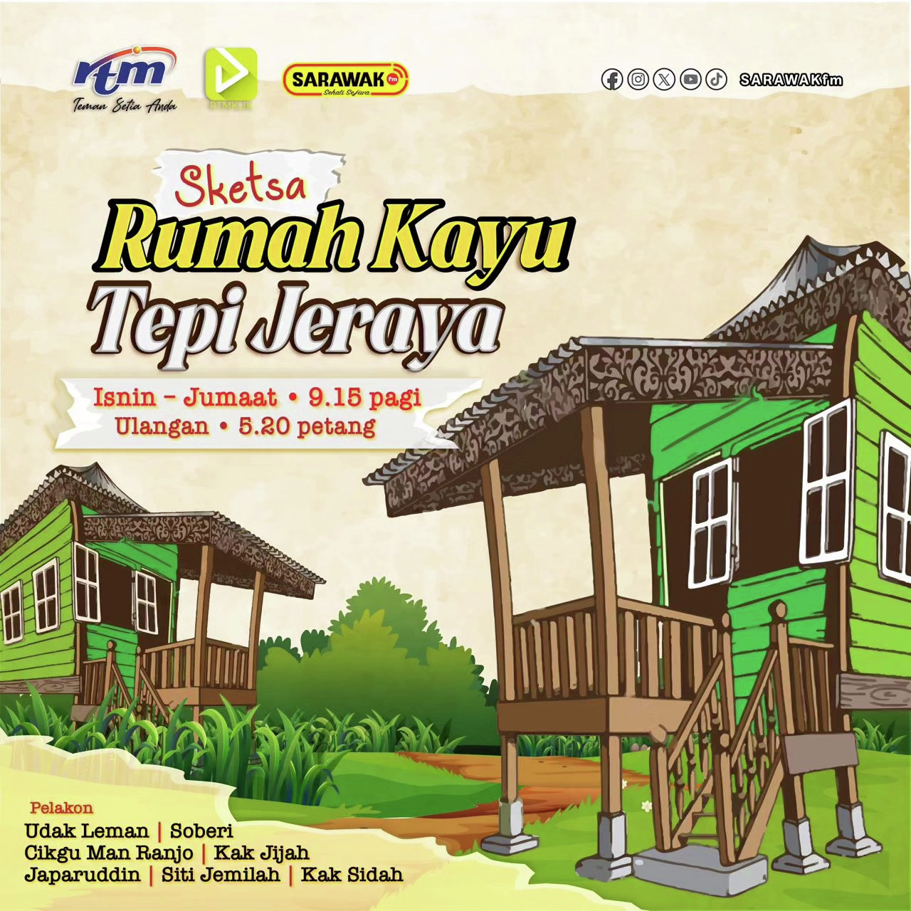 Sketsa Rumah Kayu Tepi Jeraya