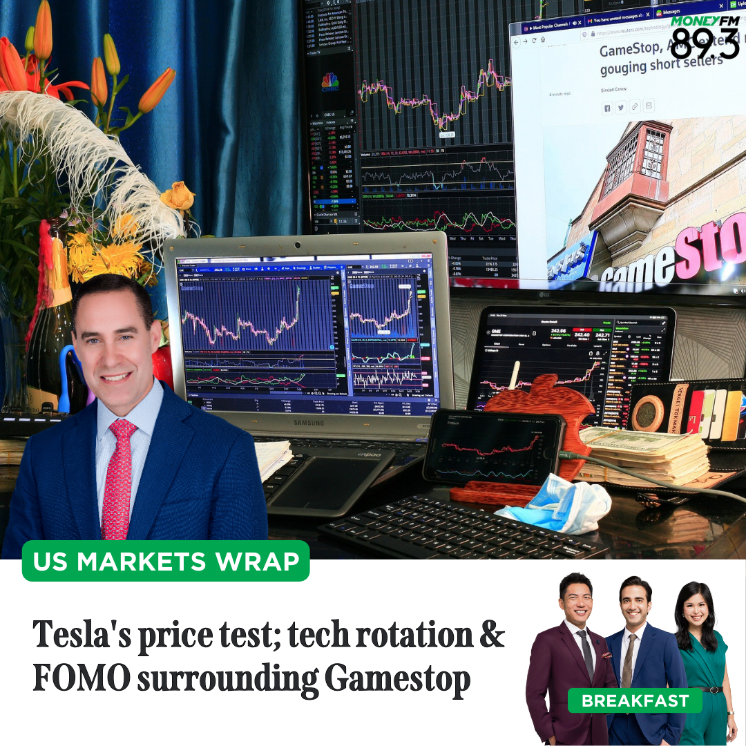 US Markets Wrap: Tesla's price test; tech rotation & FOMO surrounding Gamestop