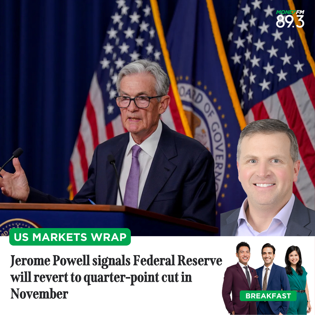 US Markets Wrap: Jerome Powell signals Federal Reserve will revert to quarter-point cut in November