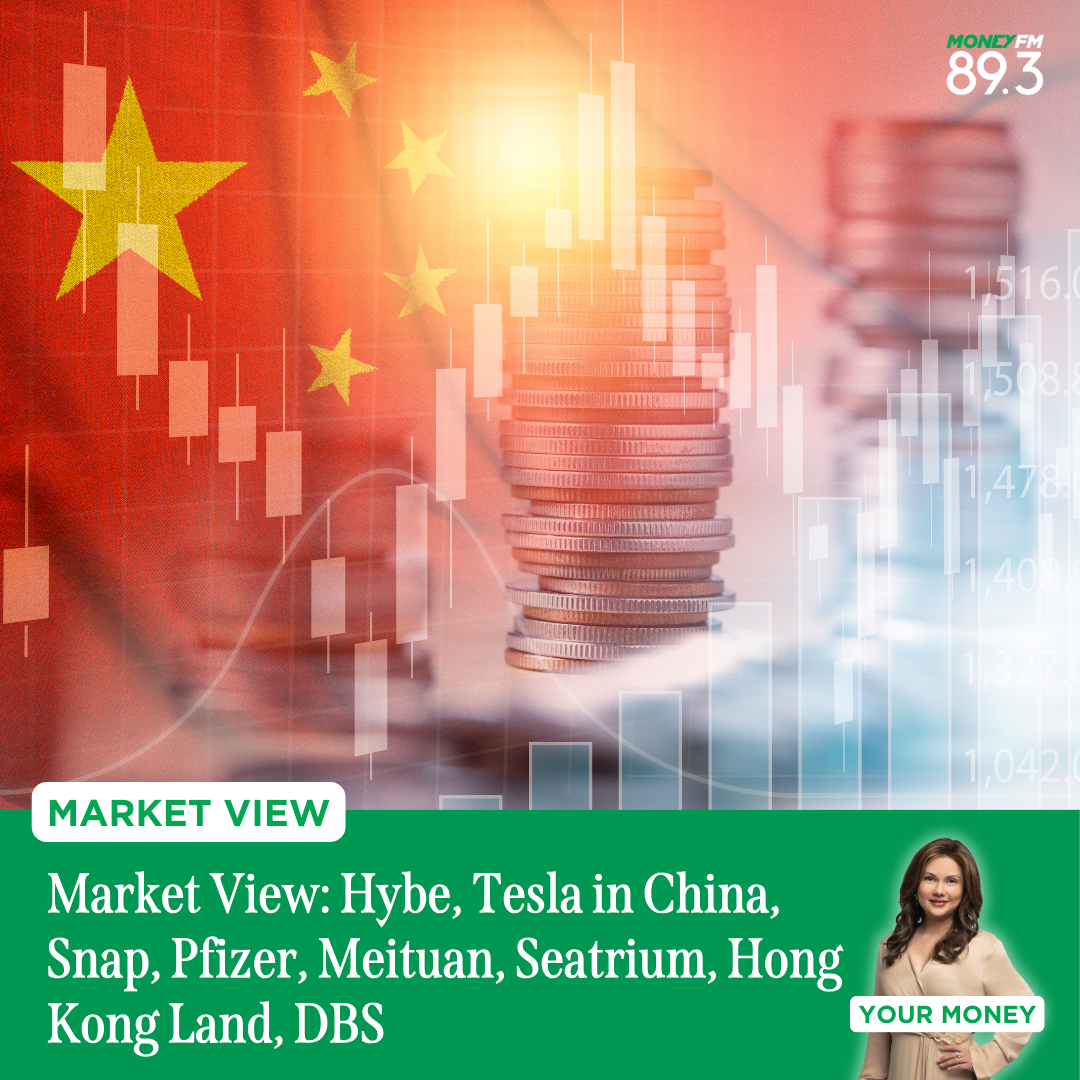 Market View: Hybe, Tesla in China, Snap, Pfizer, Meituan, Seatrium, Hong Kong Land, DBS, US dollar vs Japanese Yen