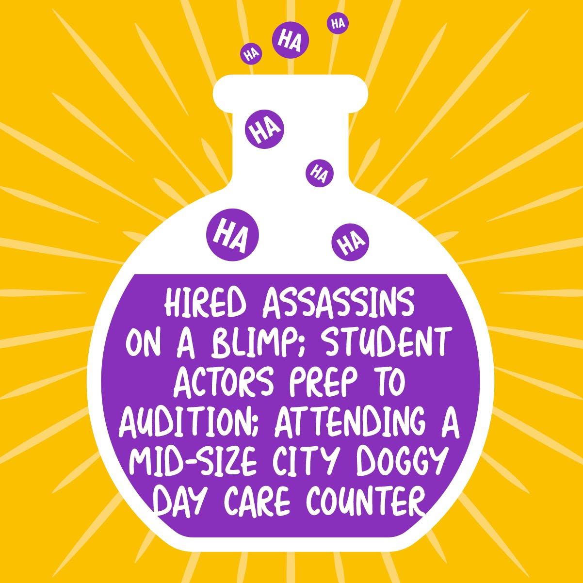 Hired Assassins on a Blimp; Student Actors Prep to Audition; Attending a Mid-size City Doggy Day Care Counter