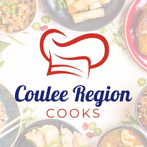 Coulee Region Cooks text over plated food